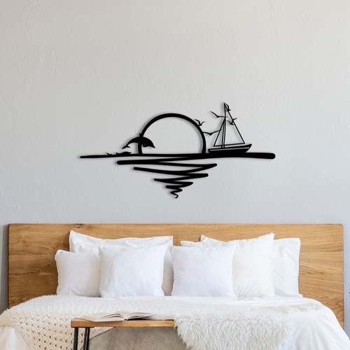 Sunrise metal wall art - wall, black