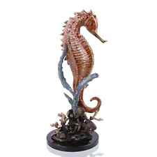 Multicolor Brass Large Seahorse With Coral Sculpture Figurine 18 Inches Height