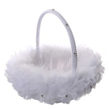 Wedding Flower Girl Baskets White Lace Flower Baskets for Wedding Decorations