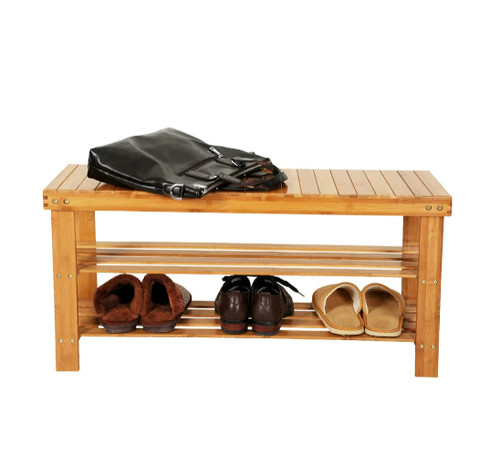 Shoe bench rack bamboo - shoe,