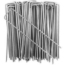 50-100 HEAVY DUTY GALVANISED STEEL U SHAPED GARDEN SECURING PEGS WEED MAT PINS-