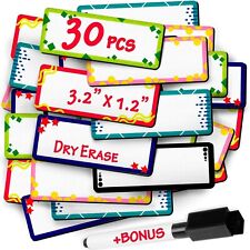 30 x Magnetic Labels 3.2 x 1.2 in  Strips White Board Dry Wipe Stickers Name Tag