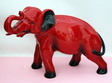 ROYAL DOULTON FLAMBE ELEPHANT MEDIUM 489A TRUNK IN SALUTE NOKE