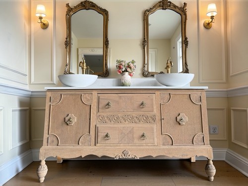 Vintage oak vanity - vintage, sink