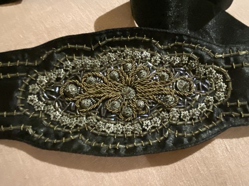 Black satin feel embellished