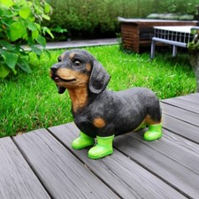 Sausage Dog In Boots Garden Ornaments Outdoor Dachshund Statue Animal Figures