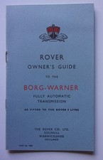 ROVER 3 LITRE P5 orig 1962 Small Size Borg Warner Auto Transmission Owners Guide