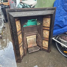VINTAGE CAST IRON FIREPLACE WITH TILES
