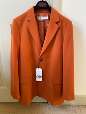 BNWT ZARA Suit Jacket Single Breasted Blazer - Burnt Orange Rust - Size S 8-10