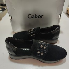 Gabor Black Suede Studded Flat