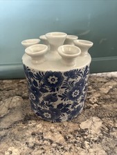 NEW HEINEN DELFTS BLAUW. Tulip Vas Floral Motif Tulipvase Blue Flowers cylinder