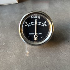 LUCAS 36084 6V 8A AMP 8-0-8 AMMETER 1¾" BLACK DIAL FACE CHROME BEZEL