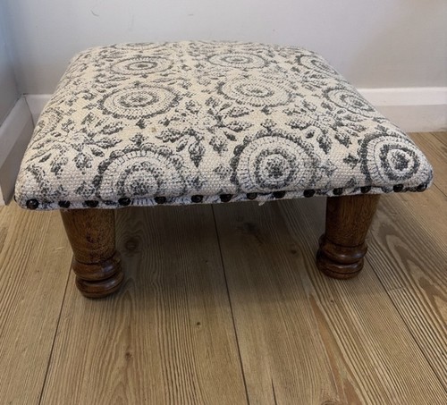 Vintage fabric top stool with - vintage,