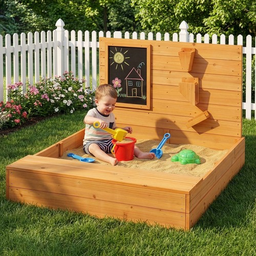 Kids square wooden - square, sandpit