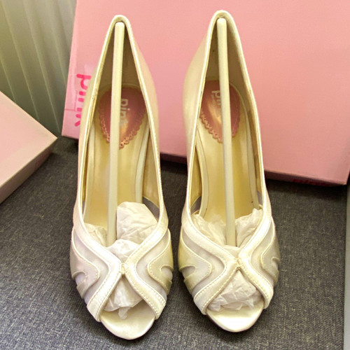 Ivory satin peep toe bridal - ivory,