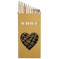 12 x 'Bike Chain Heart' Long 178mm Coloured Pencils / Pencil Set (PE00084617)
