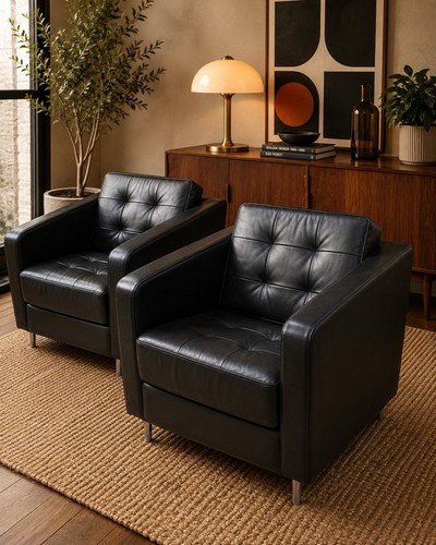 Pair 1980s italian leather - pair,
