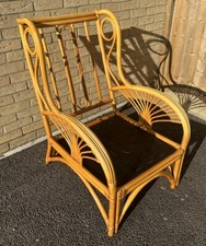 Stunning Mid-Century Boho Rattan Cane Armchair Bentwood 
