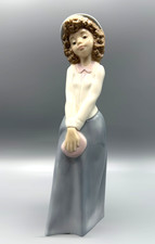 Nao Too Cute 1121 Figurine Girl w/ Pink Purse 24cm - Handmade Spain 1990