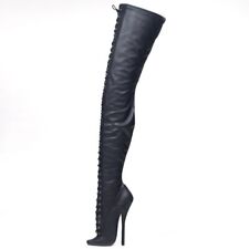 Stiletto ballet boots high heel crotch thigh high extreme 7" UK3-13