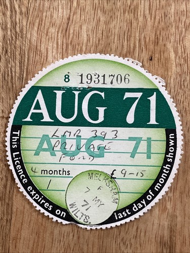 Old vintage tax disc august - tax,
