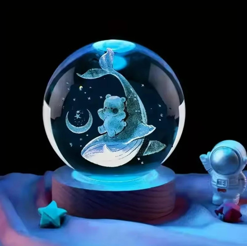 Laser carved crystal ball - carved,
