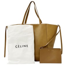 Celine Cabas Phantom Tote Bag Leather  Wool, Brown 