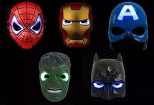LED Superhero Masks Spiderman Ironman Captain America Batman Hulk Plastic Mask