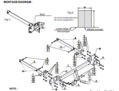 Swan neck tow - swan, mercedes