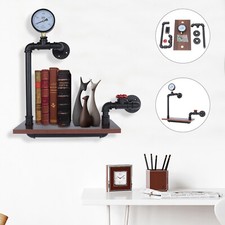 Retro Storage Unit Industrial Tier Wall Shelf Wooden Bookcase Rectangular