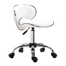 HOMCOM Office Chair Beauty Salon Rolling Technician Stool Chair Low Back White