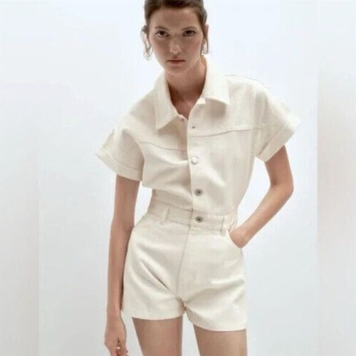 Zara beige ecru short sleeve - beige,