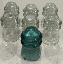 Hemingray No 9 Clear Glass Insulators Lot Of 7 Vintage Made in USA