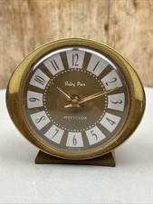 Vintage Baby Ben Clock Westclox Enamelled Mechanical Alarm 1960s RD No 46716