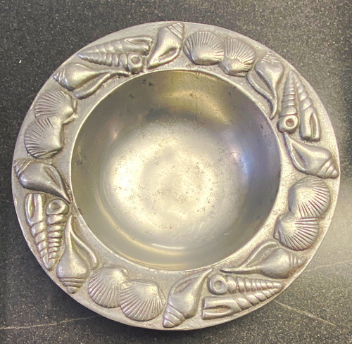 Pewter bowl with seashell - bowl,