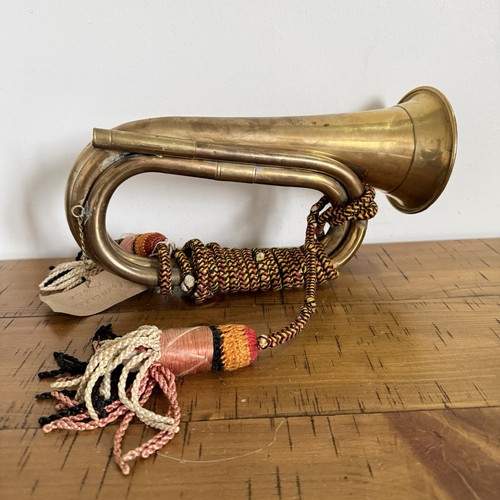 Brass military bugle black red - brass,