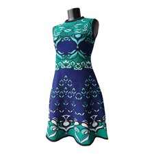 Missoni Dress Sleeveless Blue Green Fit And Flare Size 42/L