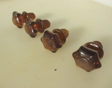 Victorian Glass Cupboard Knobs Handles Pulls Drawer Chest Old Antique x4