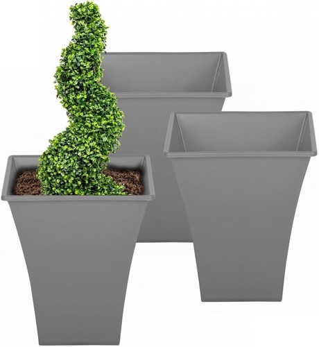 Grey large plant pots - grey,