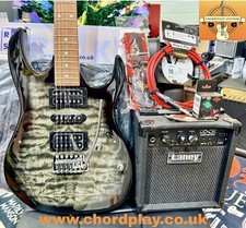 🎁 ELECTRIC GUITAR STARTER PACK 🎁 Ibanez Gio GRX70QA~Black~Laney Amp, Bag,Tuner