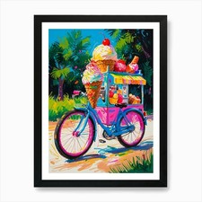 Ice Cream Bicycle Art Print Framed Wall Art Poster Canvas Print Picture