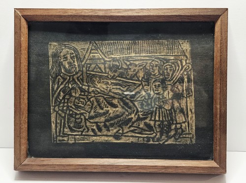 Vintage framed brass rubbing - vintage,
