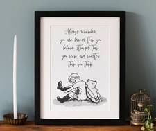 Winnie the Pooh Quote Print, A4, Black & White Monotone, Unframed, Picture, Gift