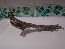 Vintage Large Silver Plated Pheasant Figurine Male 18 x 9cm