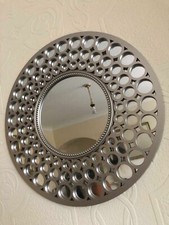LARGE SILVER ROUND WALL MIRROR