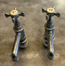 Vintage Antique Architectural Chrome Butler Sink Hot & Cold Faucet Taps