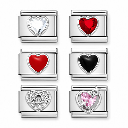 Heart crystal enamel charms - crystal,
