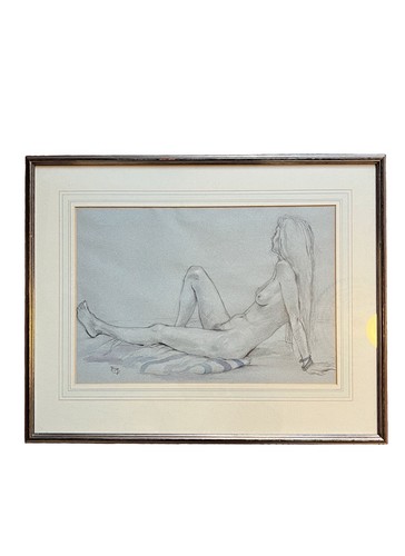 Vintage nude female sketch art - vintage,