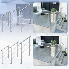 Stainless Steel Handrail Balustrade Stair Grab Rail 3/5 crossbars outdoor indoor