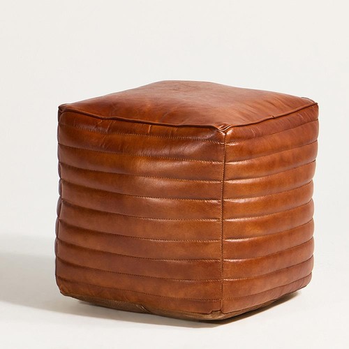 Square pouffe tan ribbed - pouffe,